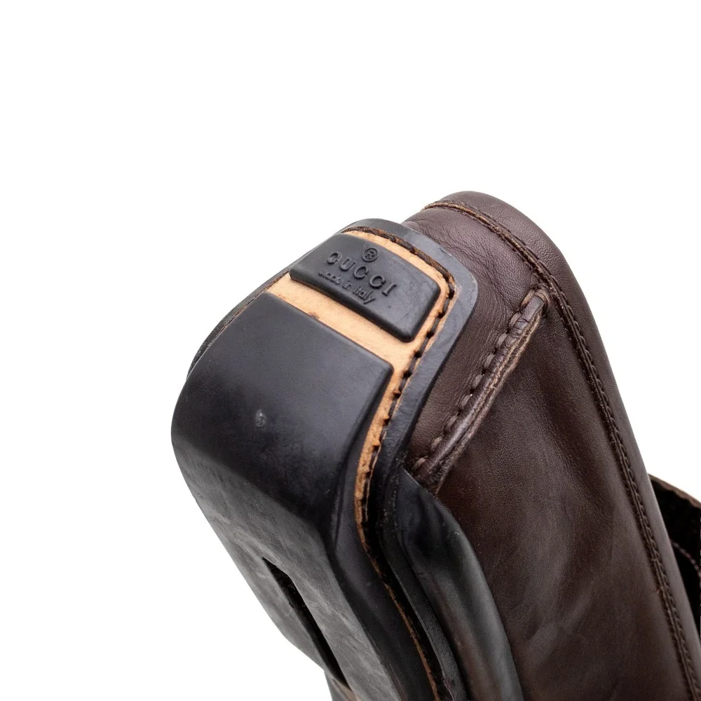 Gucci Horsebit Driving Loafers Brown Leather Moccasins Men's UK 8.5 US 9.5